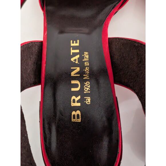 Brunate Red Satin Sandals IT 40 US 10 – New Italian Designer Heels Dress Shoes - Picture 4 of 10
